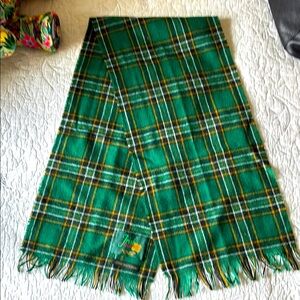 Green Plaid Tartan Scarf Irish National County Tartan 100% Wool EUC